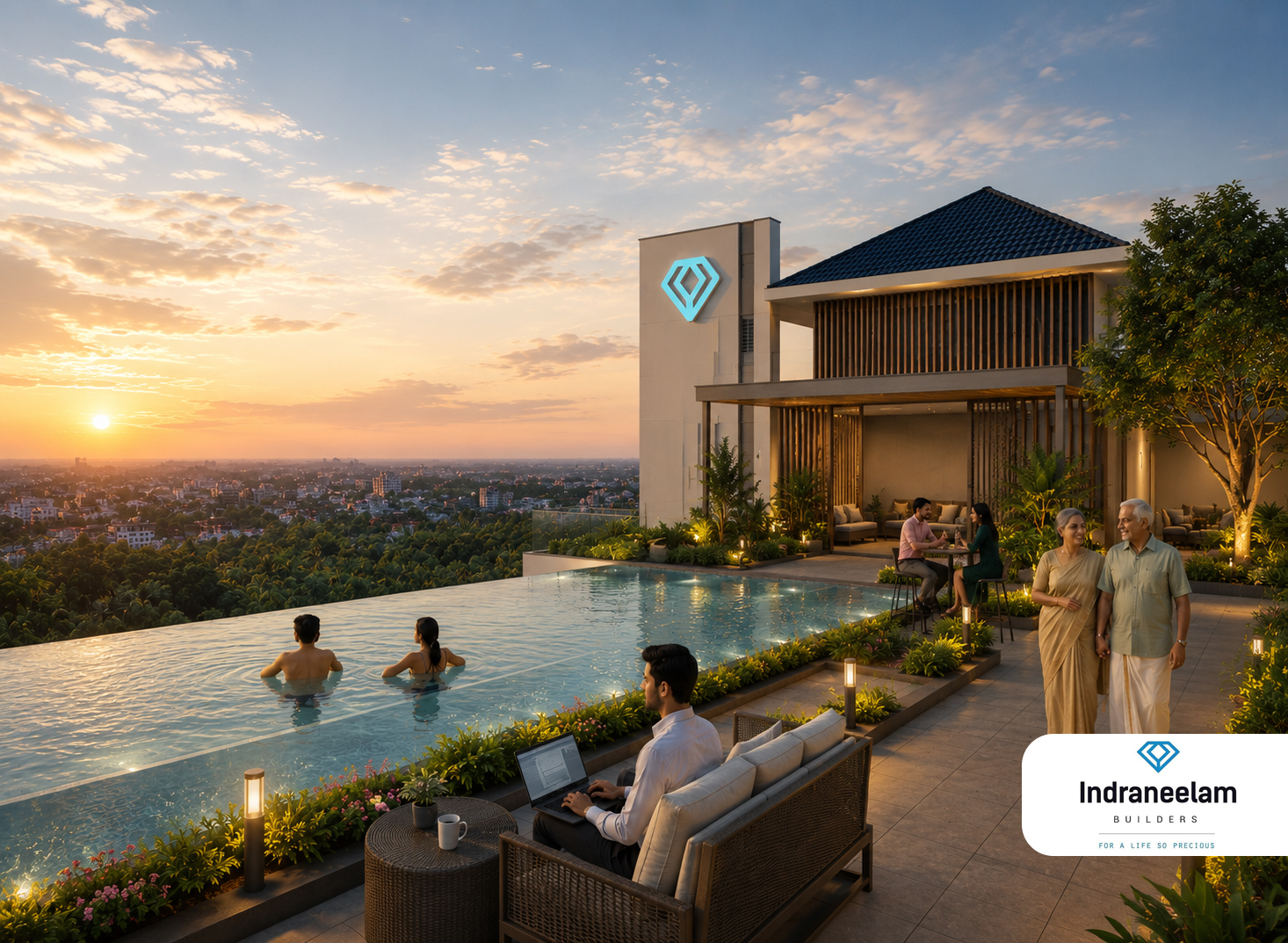 Premium apartments in Thrissur with family-friendly recreation spaces, indoor entertainment and lifestyle amenities for all ages at Indraneelam Infinia