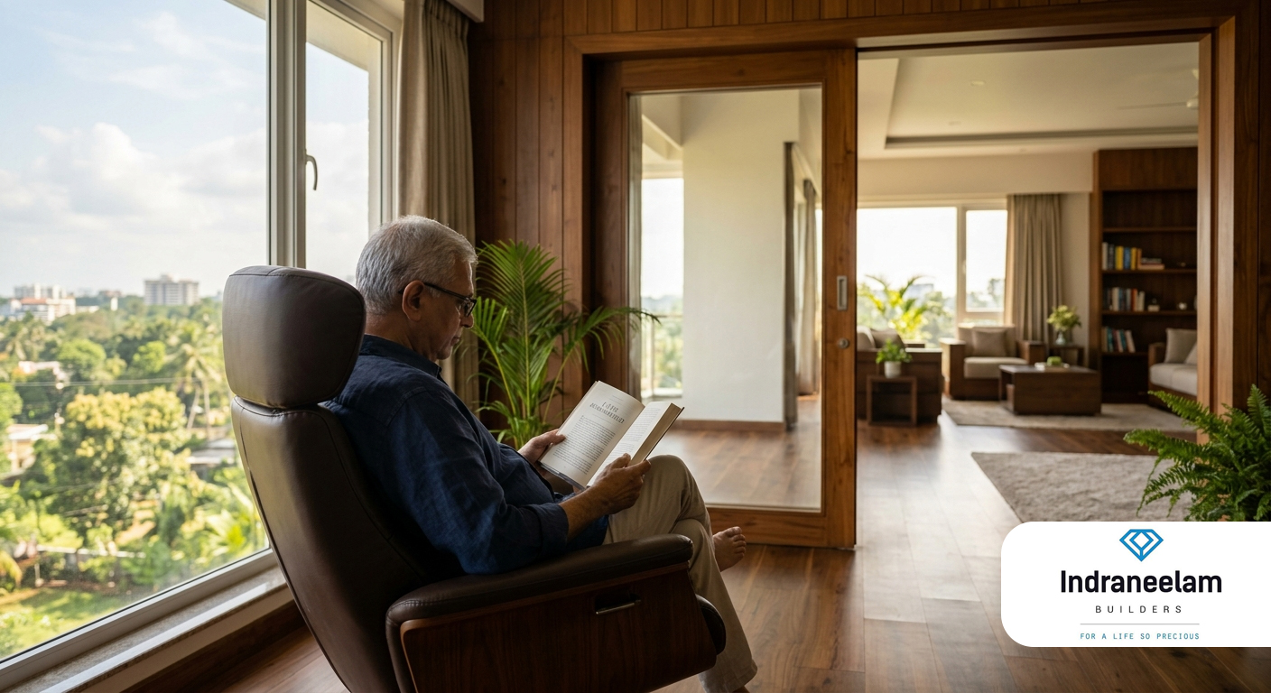 Senior-friendly luxury apartments in Thrissur with accessible design, safety features and premium amenities at Infinia