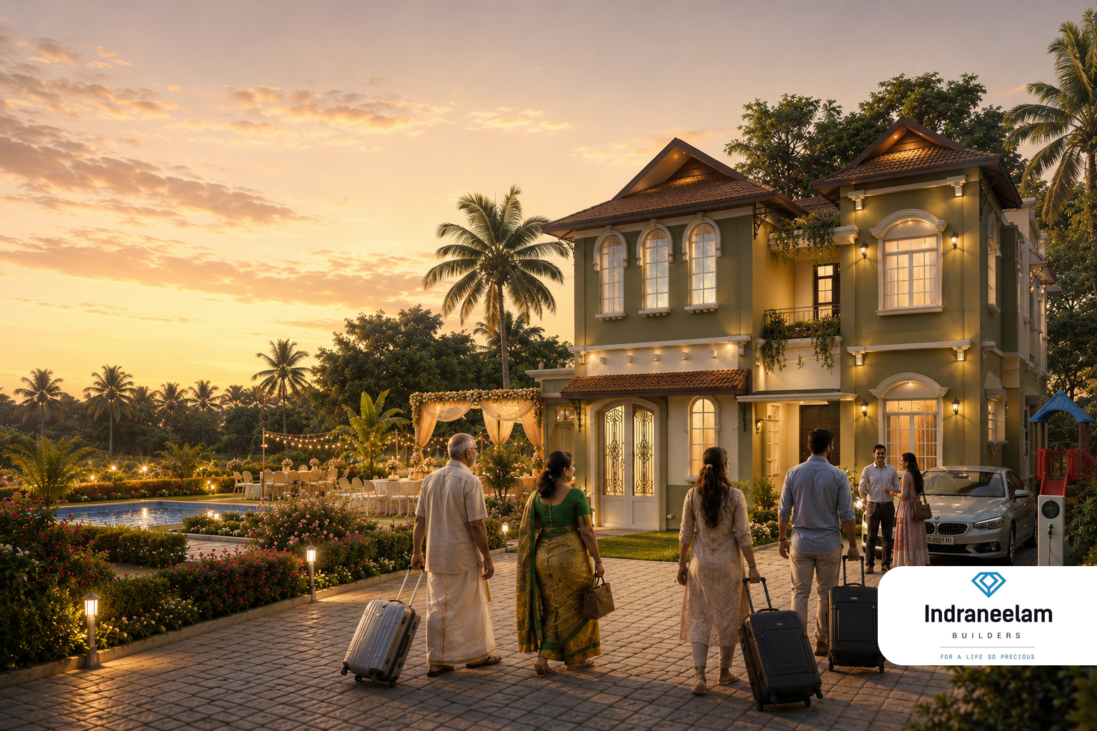 Luxury service villas near Guruvayur Temple offering Airbnb-ready investment opportunities, premium amenities and high rental potential